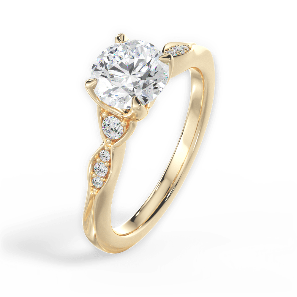 Round Cut Vintage Diamond Accent Engagement Ring
