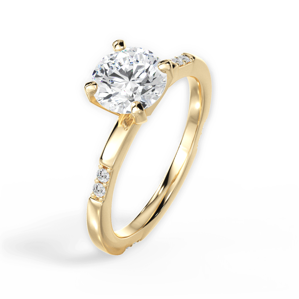 Round Cut Tapered Diamond Engagement Ring