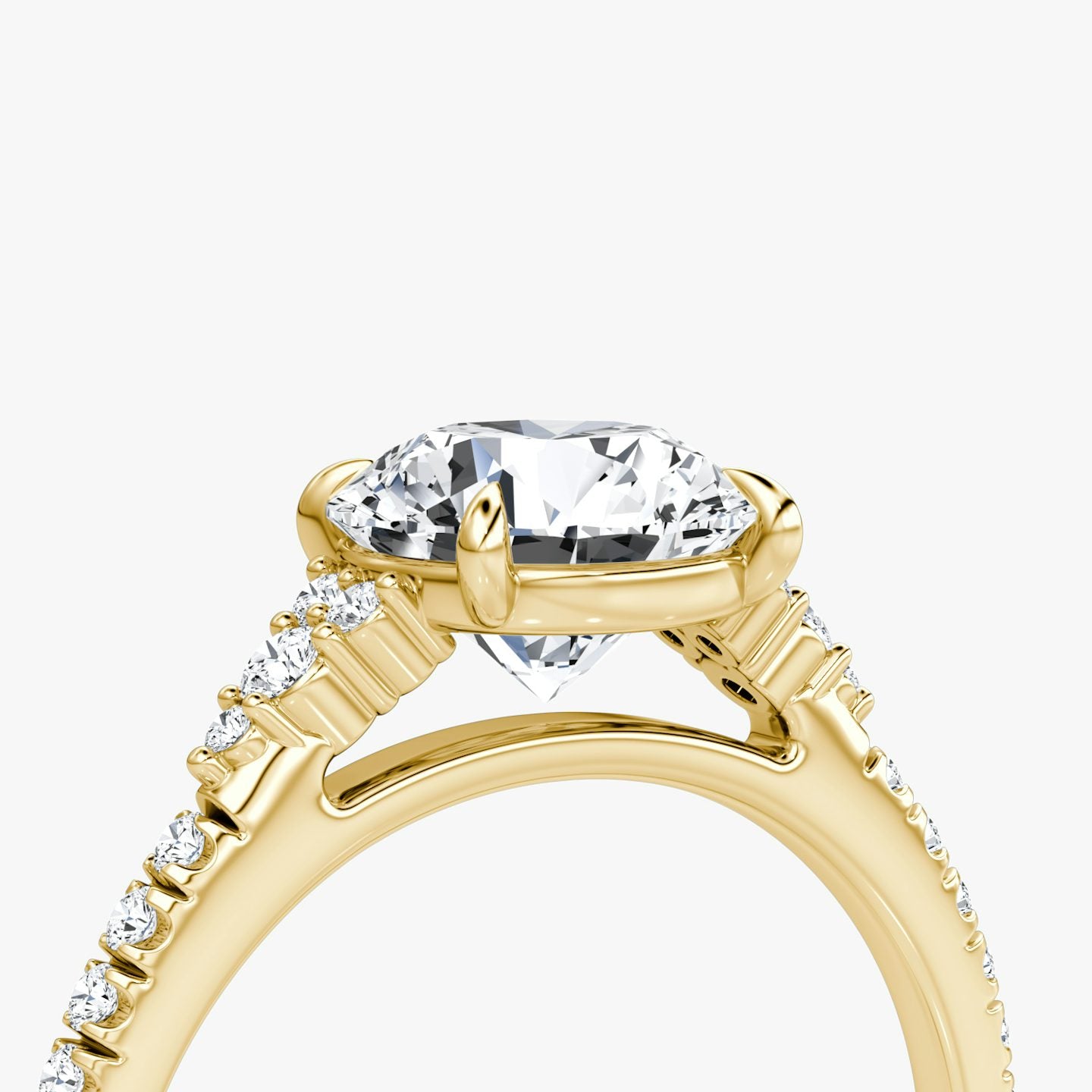 The Side Cluster Cathedral Round Brilliant Engagement Ring