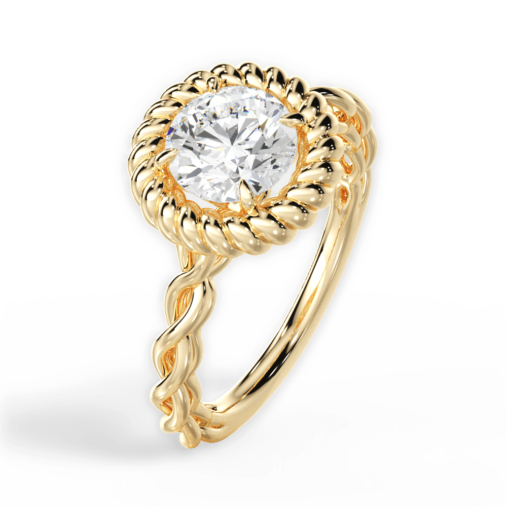 Round Cut Twisted Halo Engagement Ring