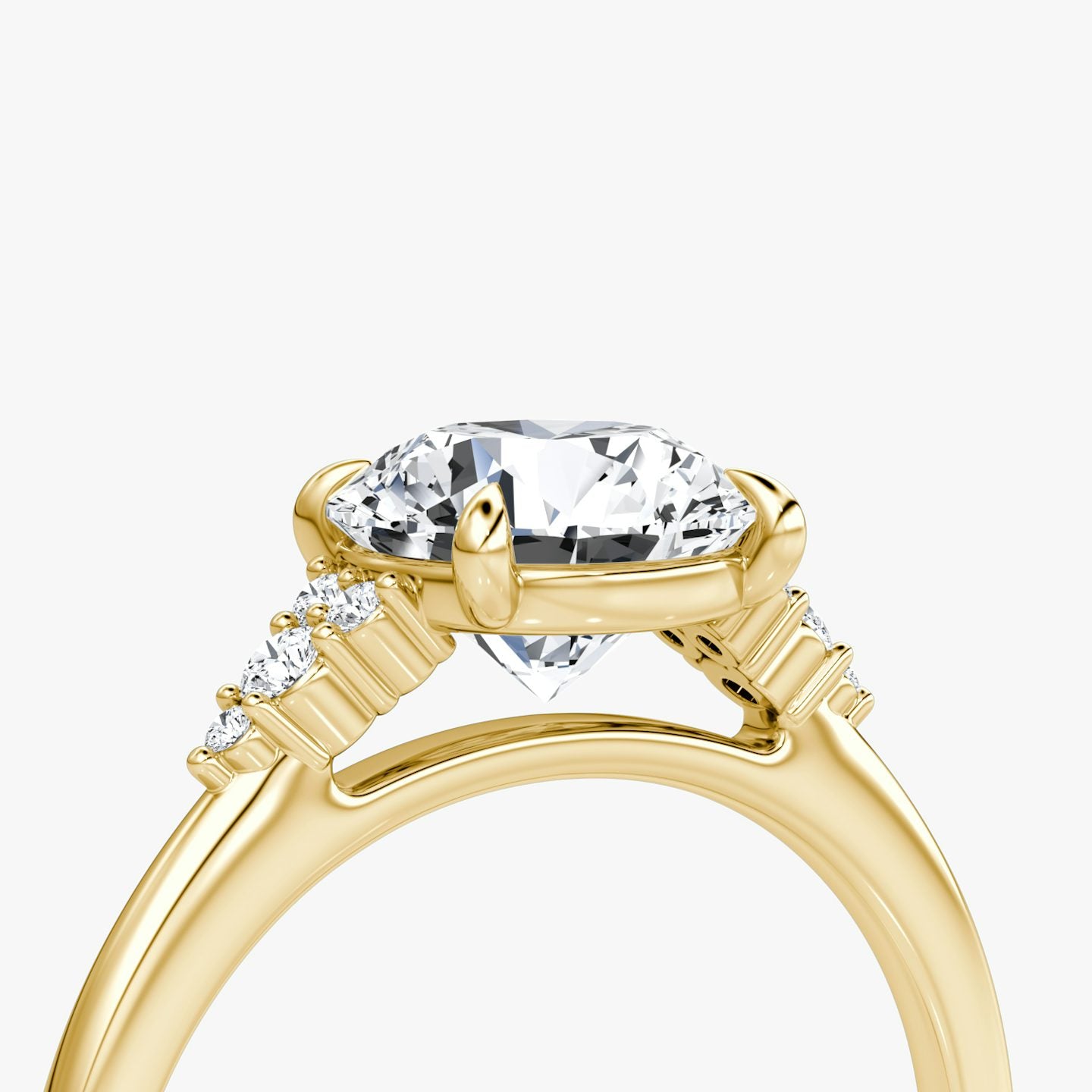 The Side Cluster Cathedral Round Brilliant Engagement Ring