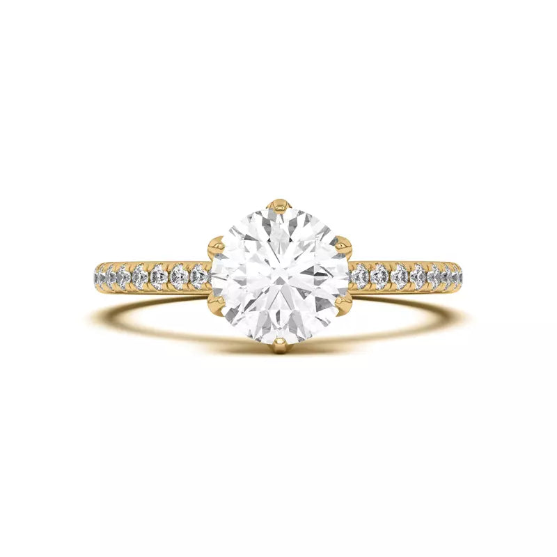 Tulip Inspired 6 Prong Round Engagement Ring