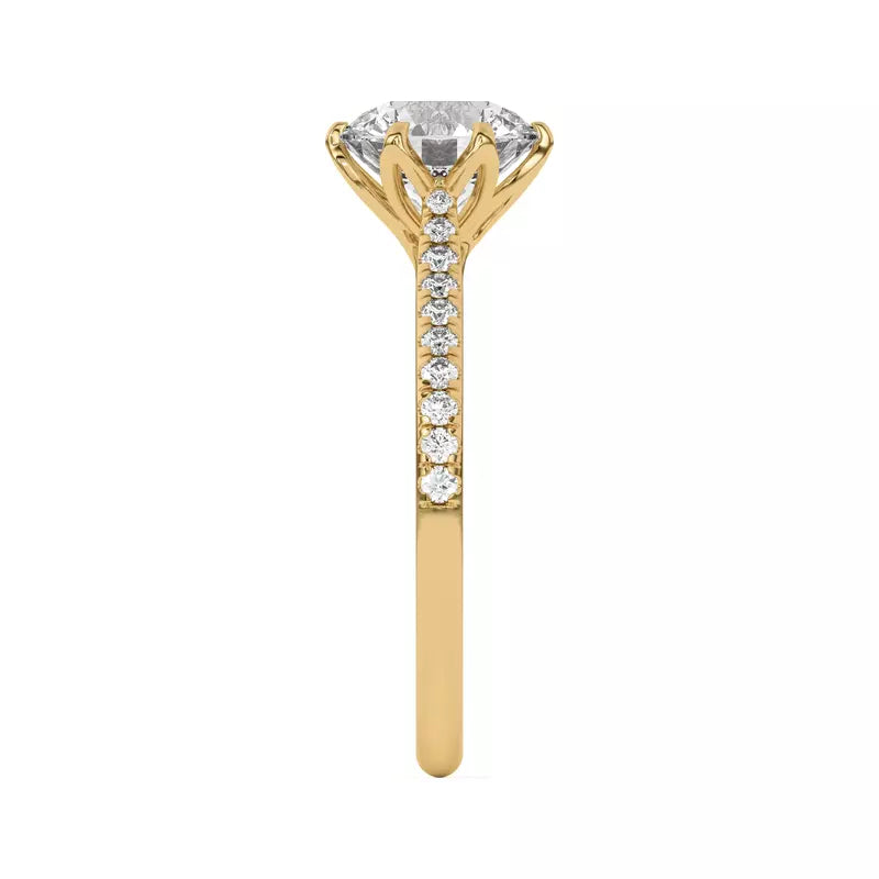 Tulip Inspired 6 Prong Round Engagement Ring