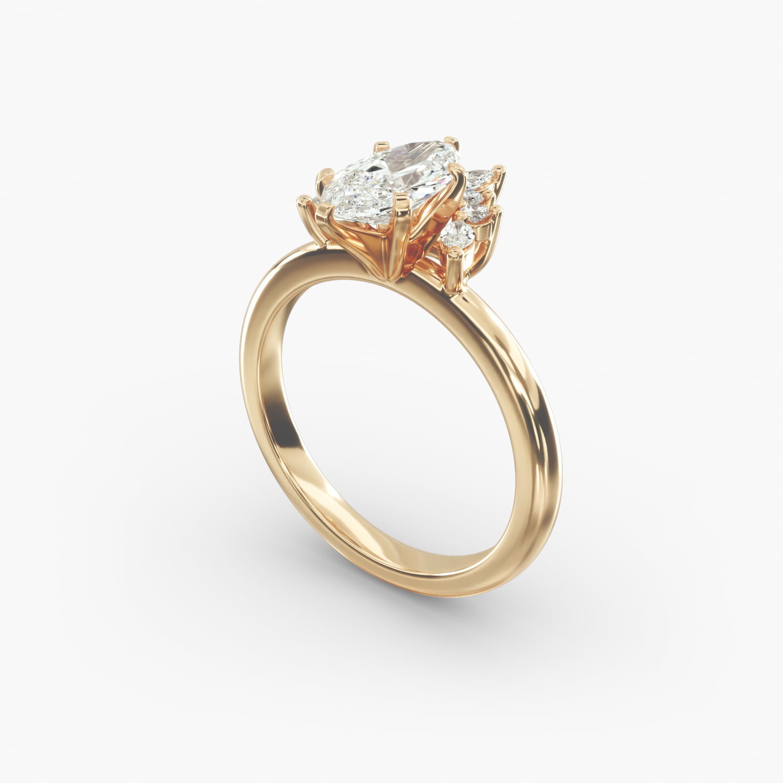 Crown Bloom Halo Marquise Lab Grown Diamond Center Engagement Ring