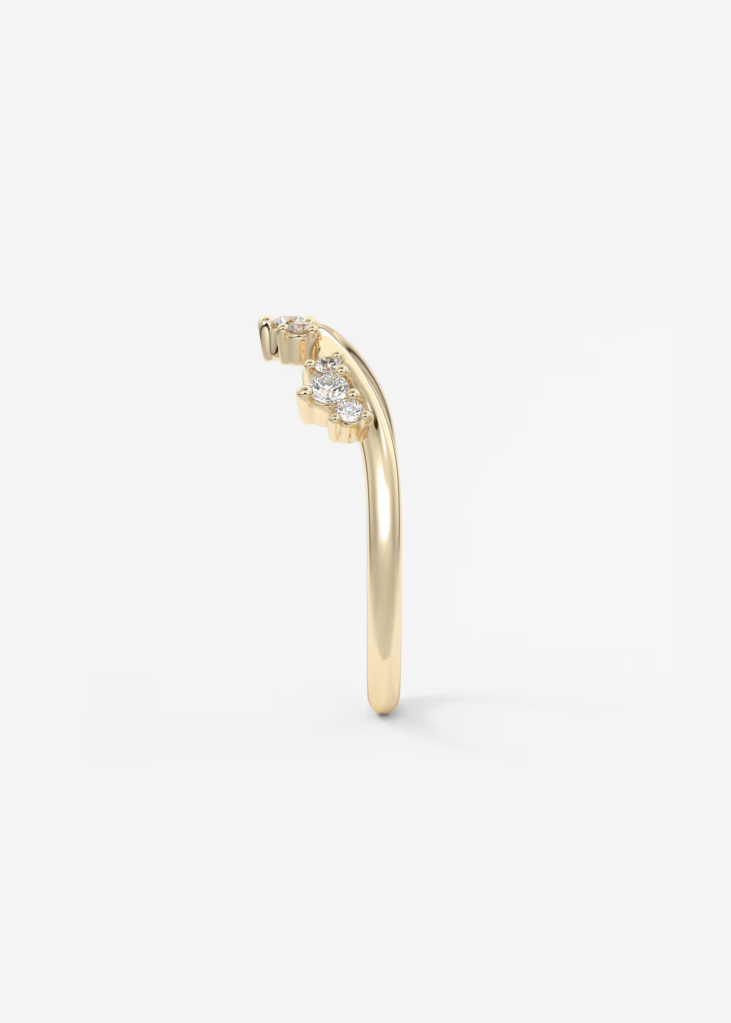Gold Curved Band with Clustered Round Lab‑Grown Diamond Accents