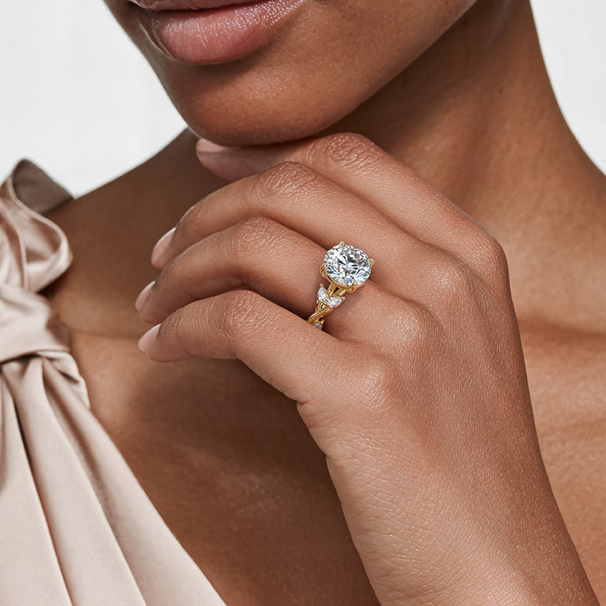 Vine Twist Milgrain Marquise Lab Grown Diamond Center Engagement Ring