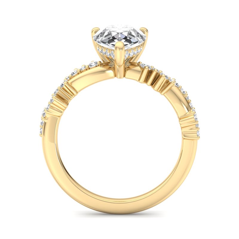 Classic Sparkle Pavé Pear Lab Grown Diamond Center Engagement Ring