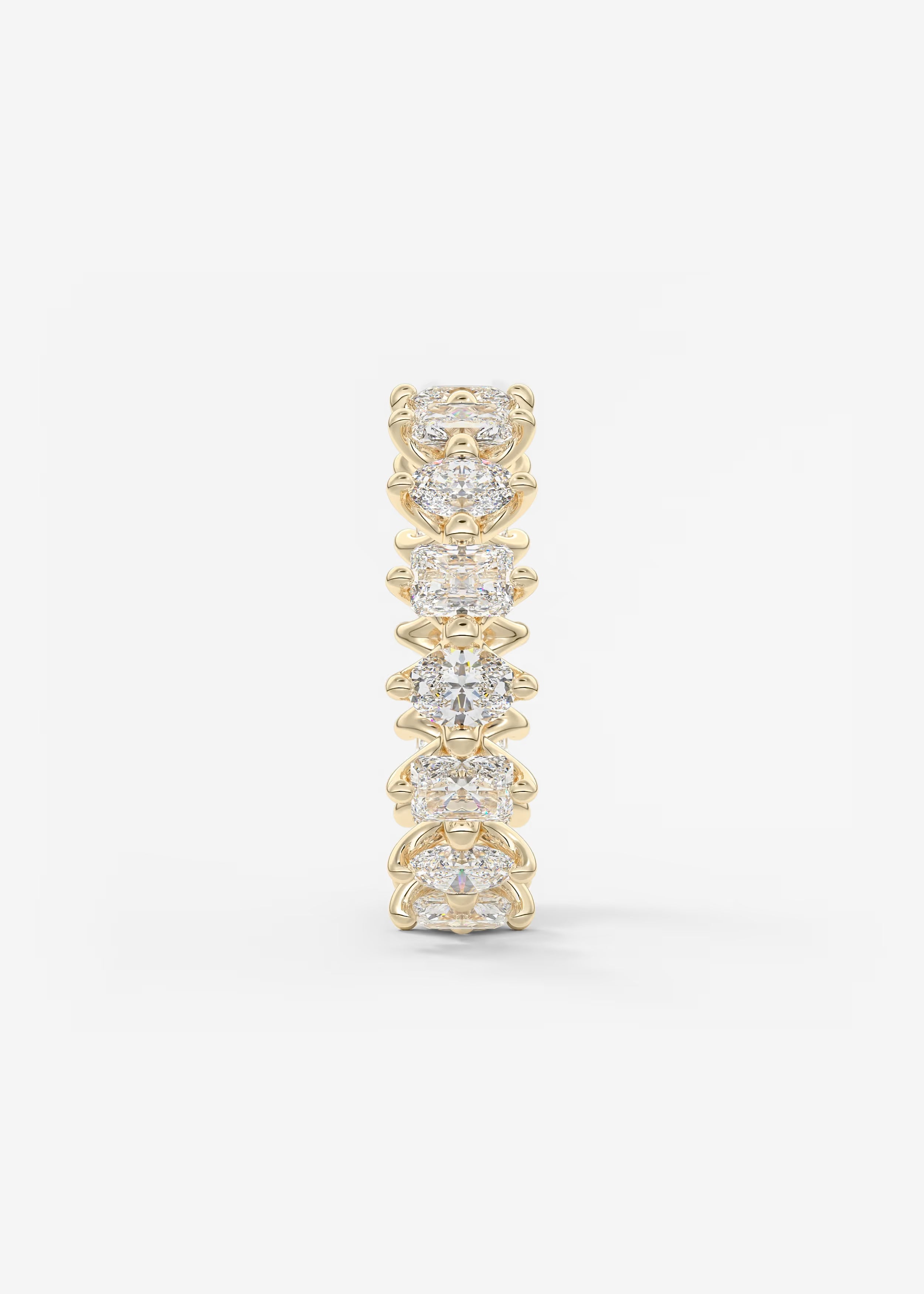 Gold Oval‑Cut Lab Diamond Eternity Band with Intricate Prong Detailing