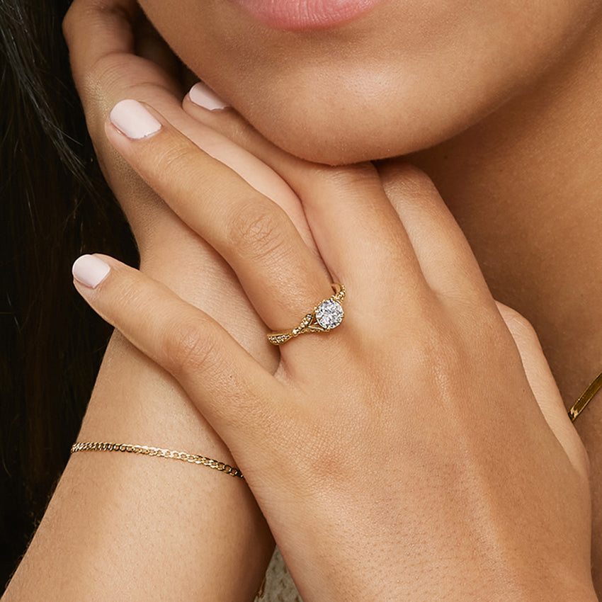 Leaf Embrace Split-Shank Marquise Lab Grown Diamond Center Engagement Ring