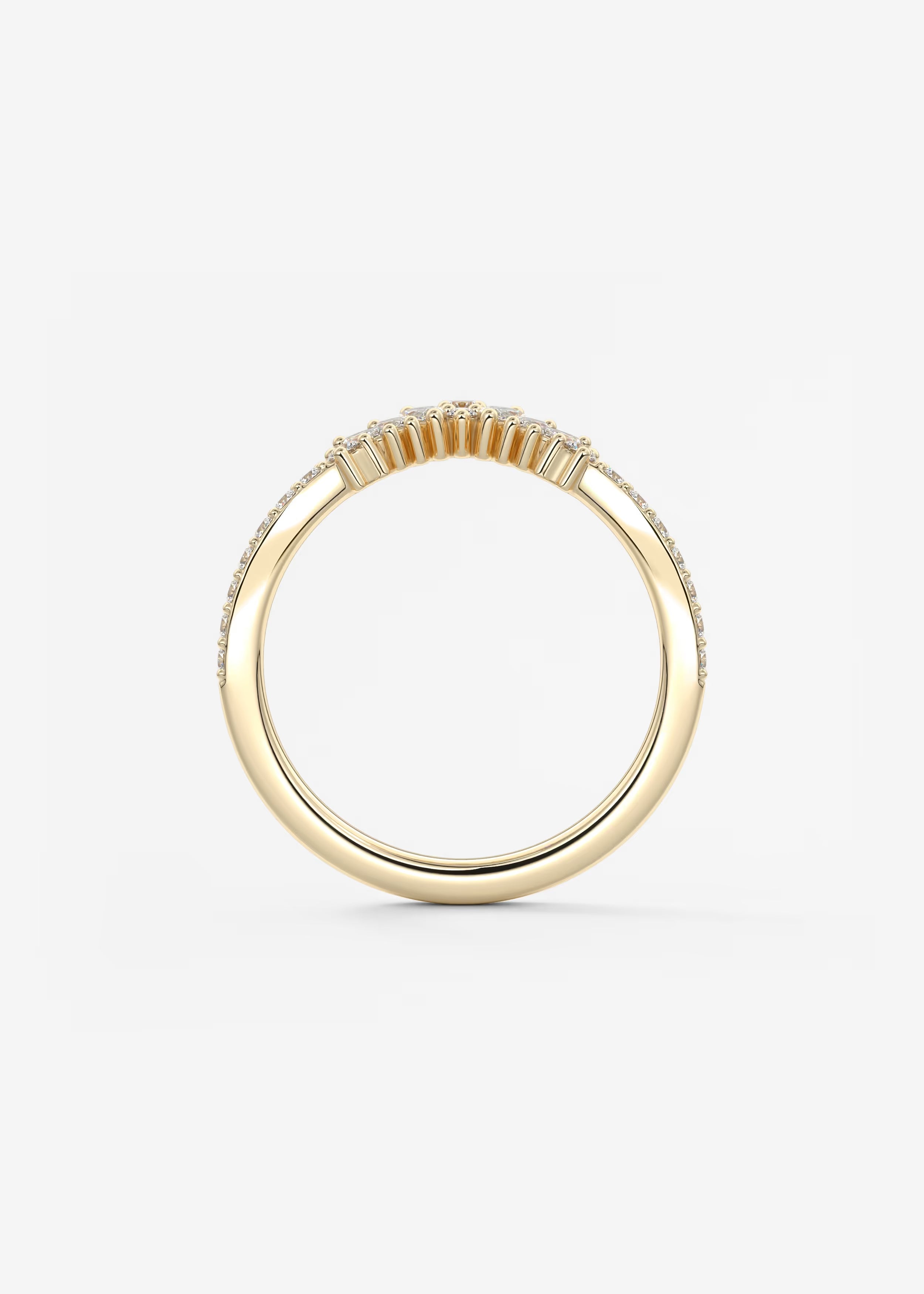 Gold V‑Shaped Double Band Ring with Marquise and Round Lab‑Grown Diamond Crown Detailing