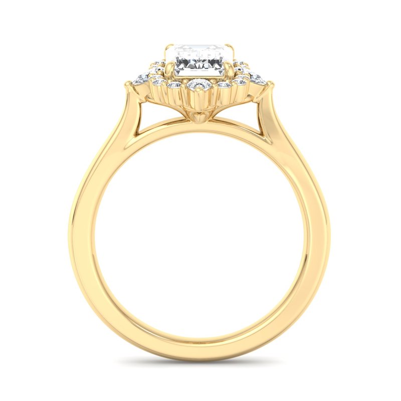 Halo-style with Pear Accents and Emerald Lab Grown Diamond Center Engagement Ring