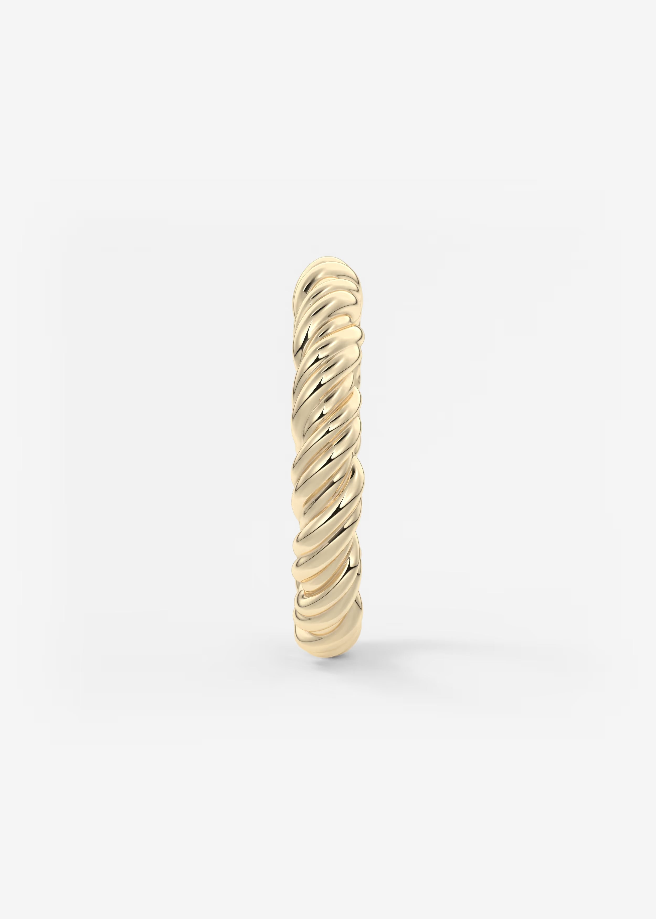 Polished Gold Rope‑Twist Band with Continuous Spiral Texture