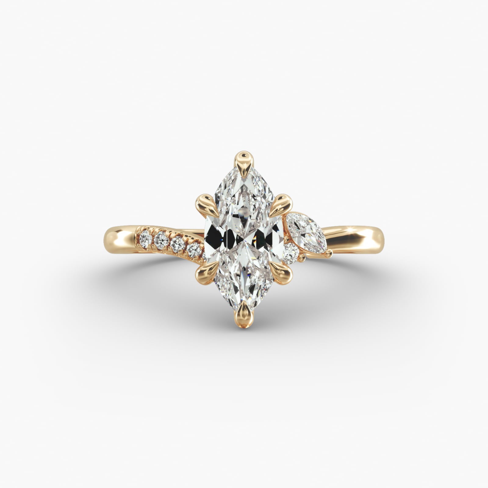 Asymmetric Elegance Marquise Lab Grown Diamond Center Engagement Ring