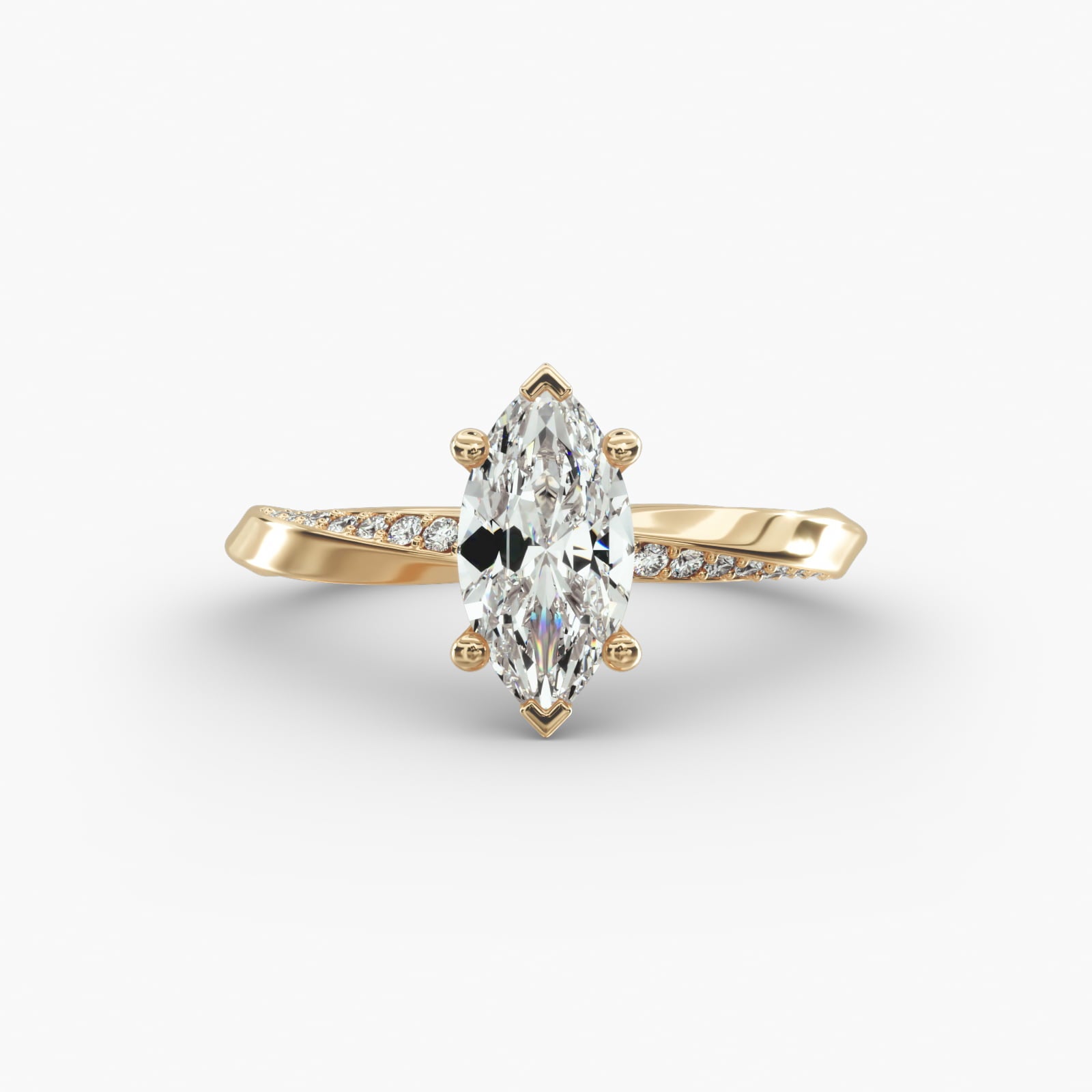 Twisted Sparkle Marquise Lab Grown Diamond Center Engagement Ring