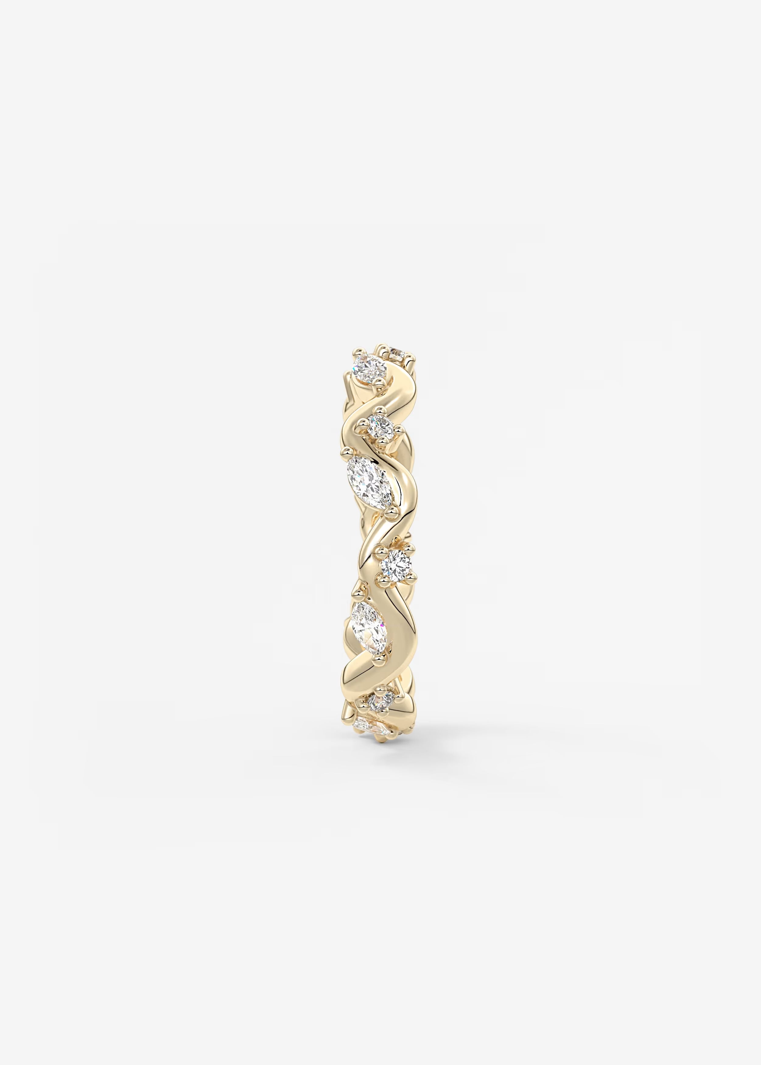 Gold Wave Eternity Band with Alternating Marquise and Round Lab Diamonds