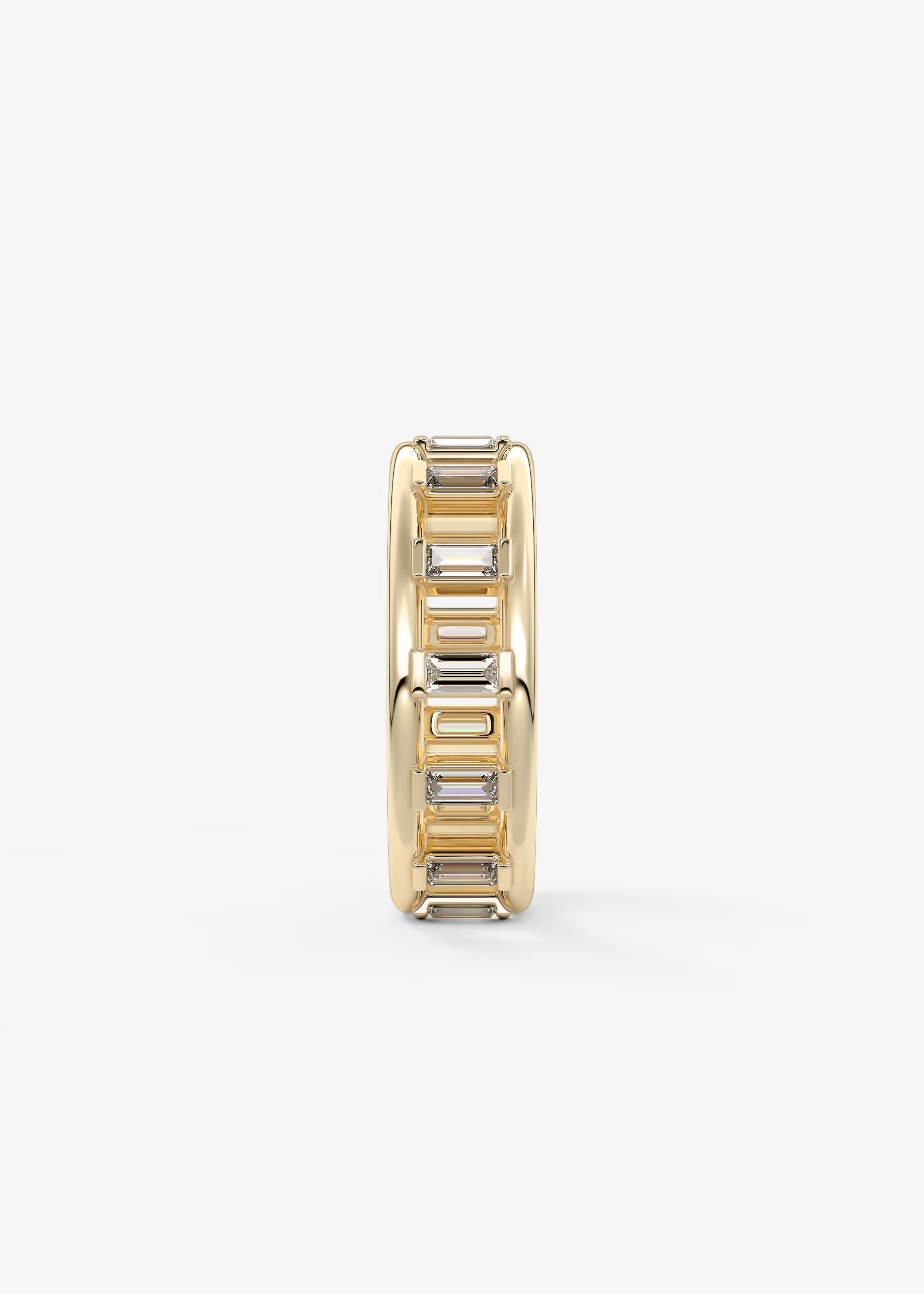 Gold Band with Vertical Baguette‑Cut Lab‑Grown Diamonds and Geometric Openwork Design