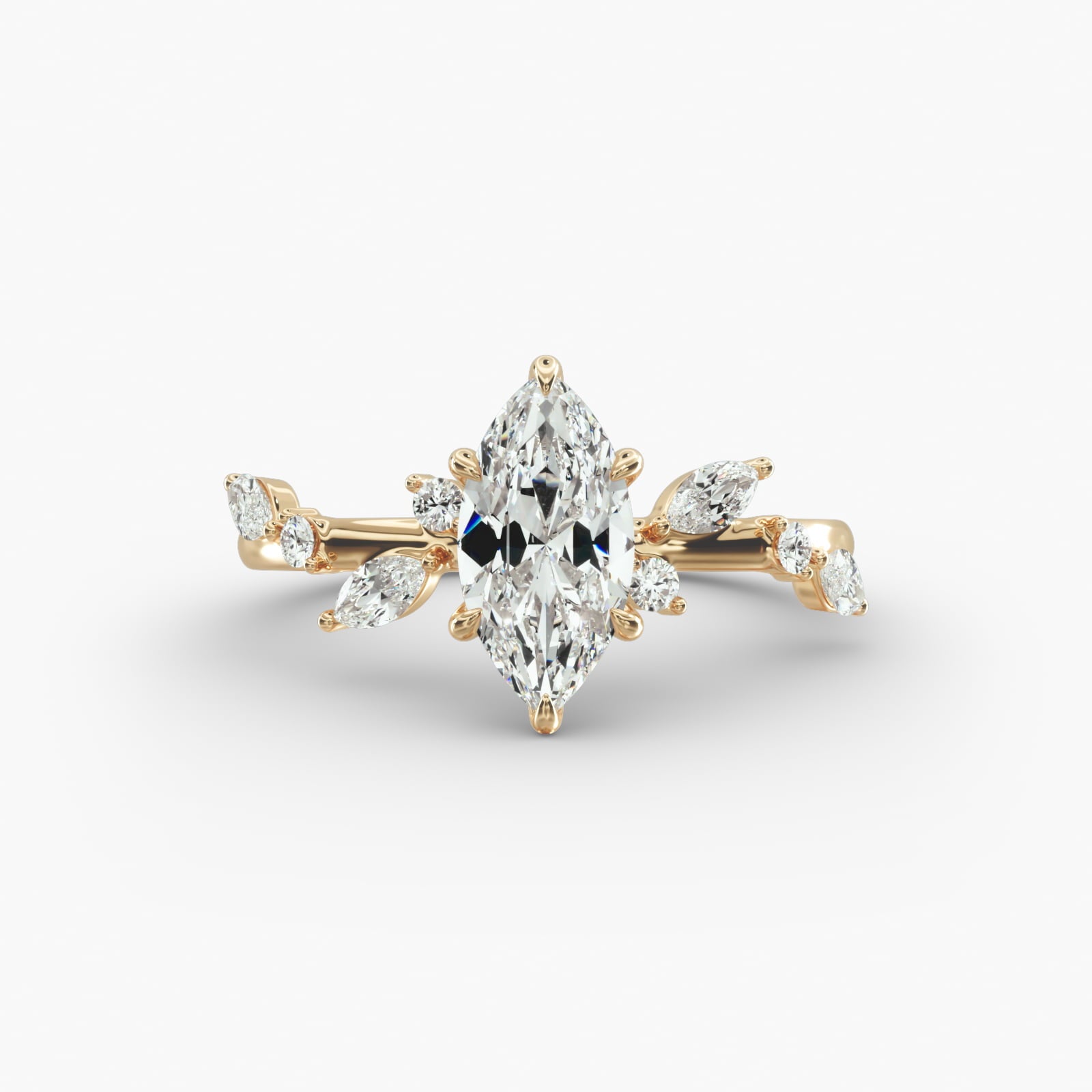 Symphony of Light Floral Marquise Lab Grown Diamond Center Engagement Ring