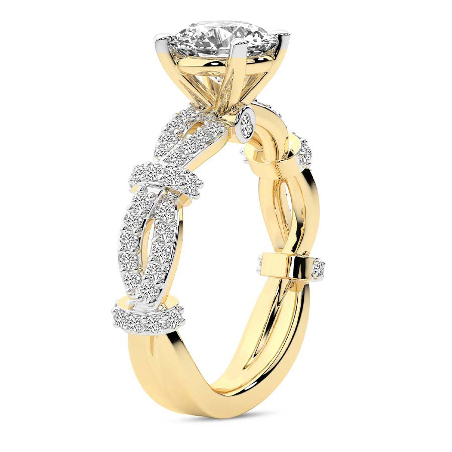 Twisted Brilliance Dual-Tone emerald Lab Grown Diamond Center Engagement Ring