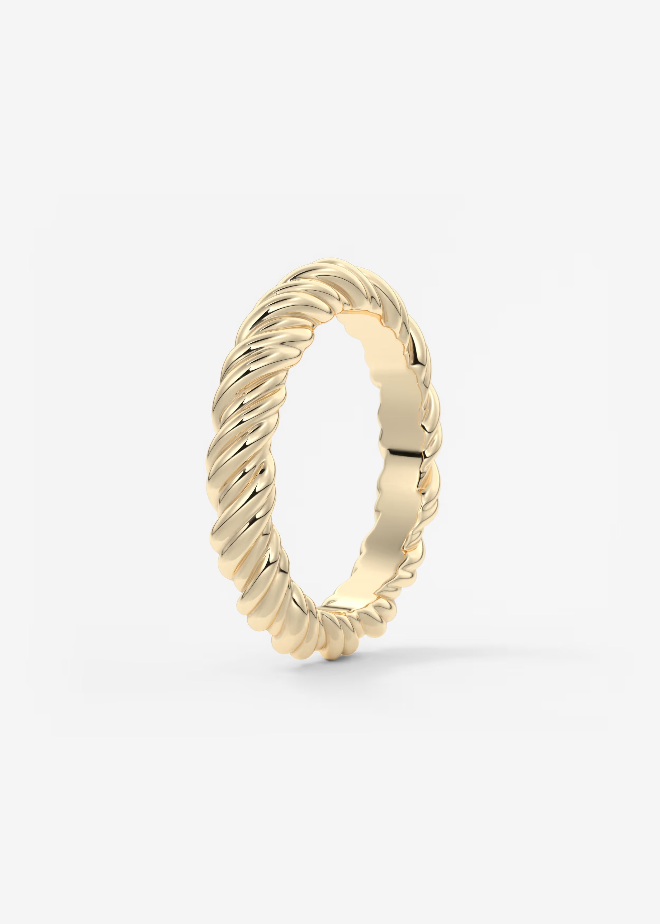 Polished Gold Rope‑Twist Band with Continuous Spiral Texture