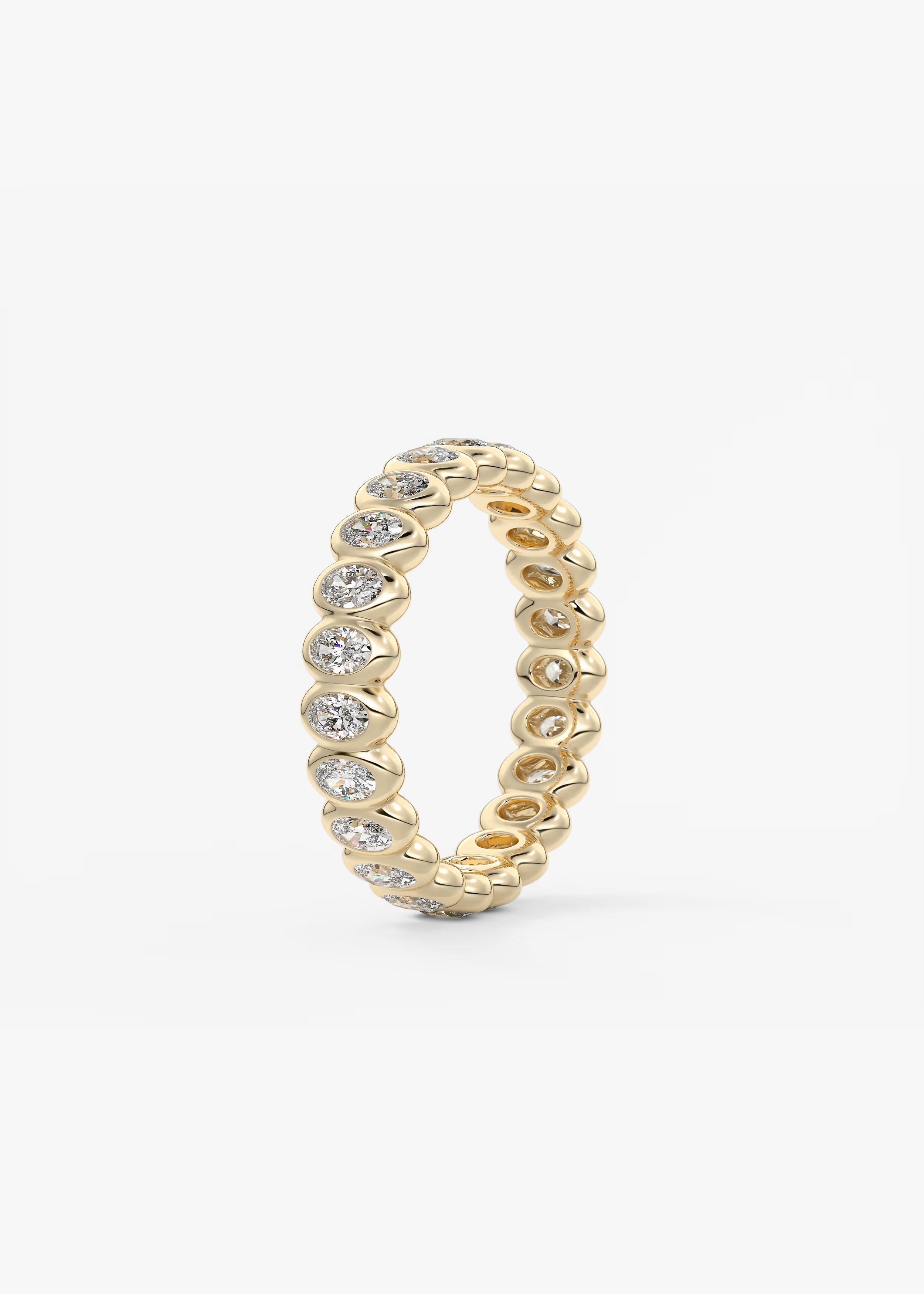 Gold Full Eternity Band with Oval Bezel‑Set Lab‑Grown Diamonds