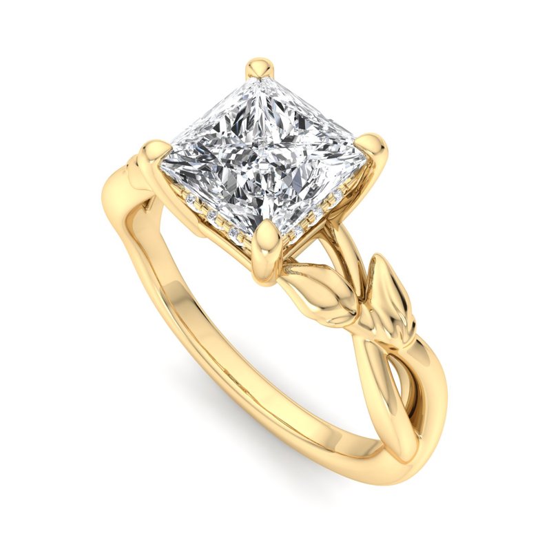 Nature-Inspired Princess Lab Grown Diamond Center Engagement Ring