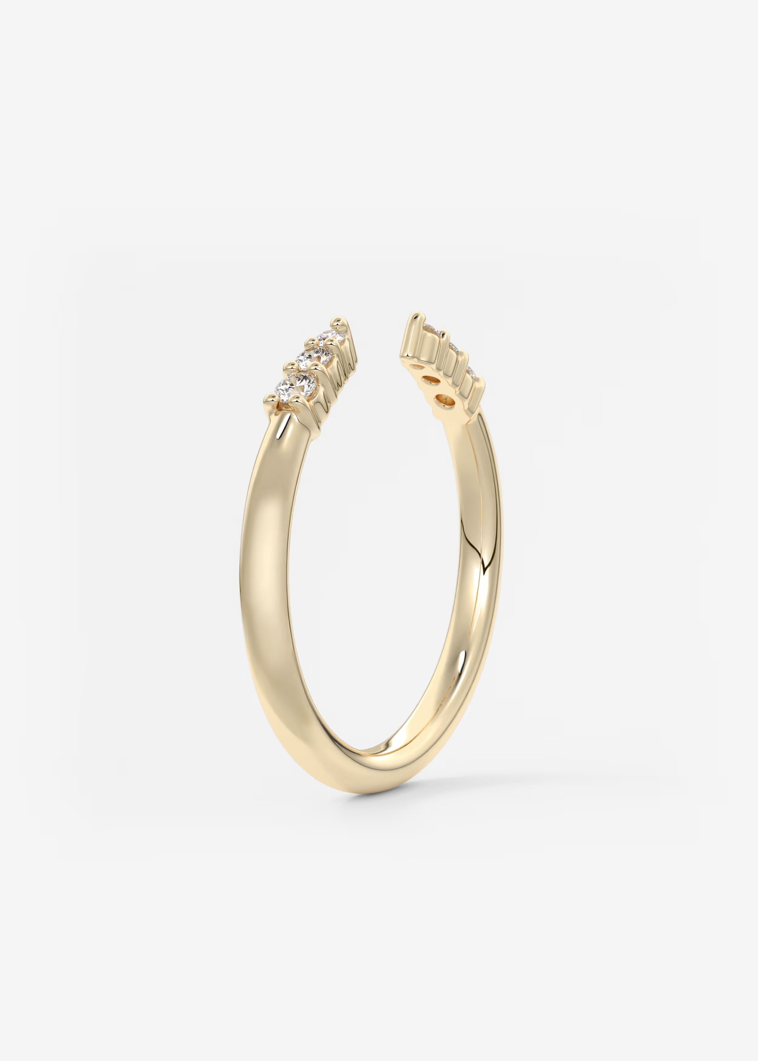 Open Gold Leaf‑Inspired Ring with Triple Round Lab‑Grown Diamond Accents