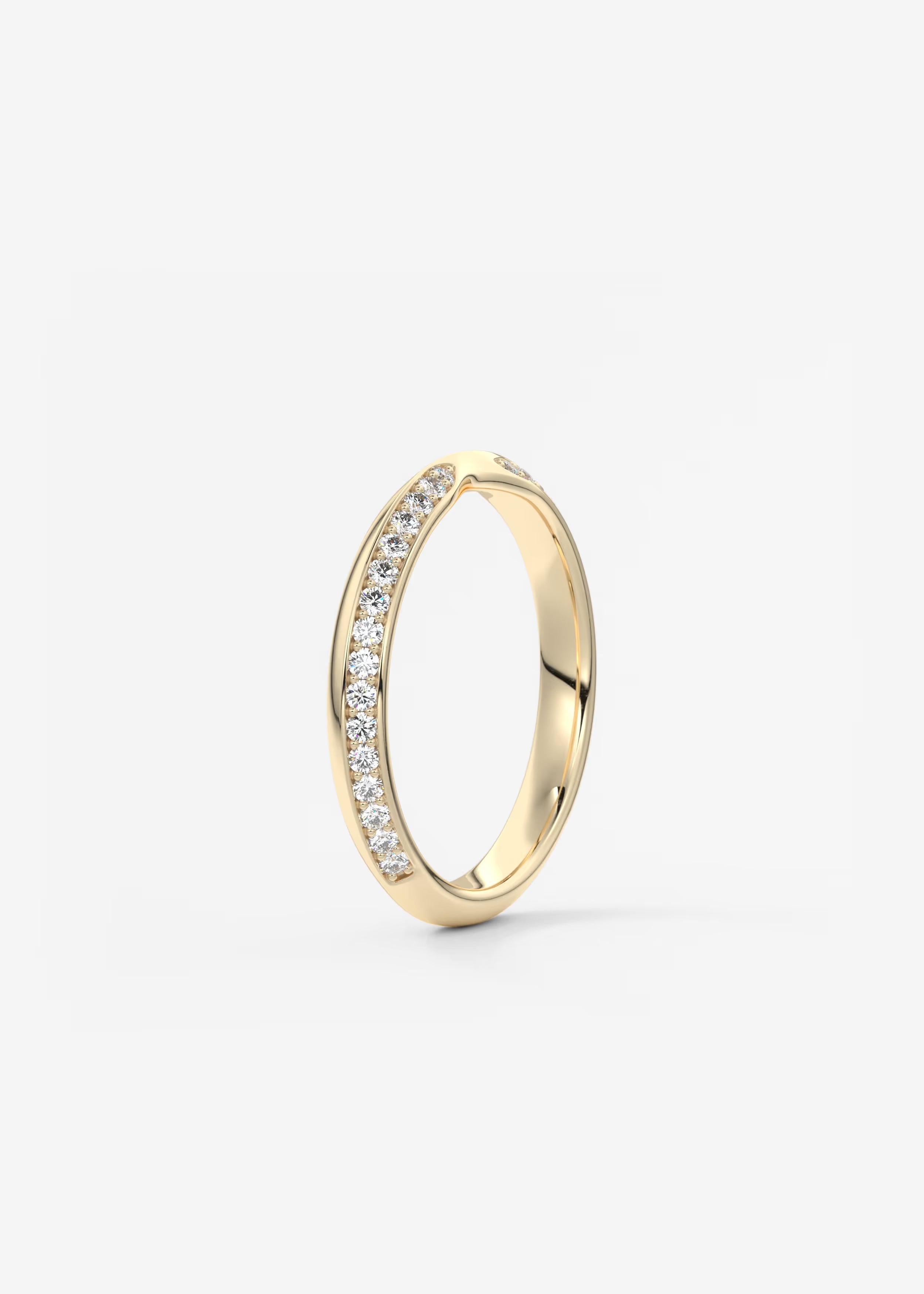 Gold Wave Diamond Band with Lab‑Grown Round Accents