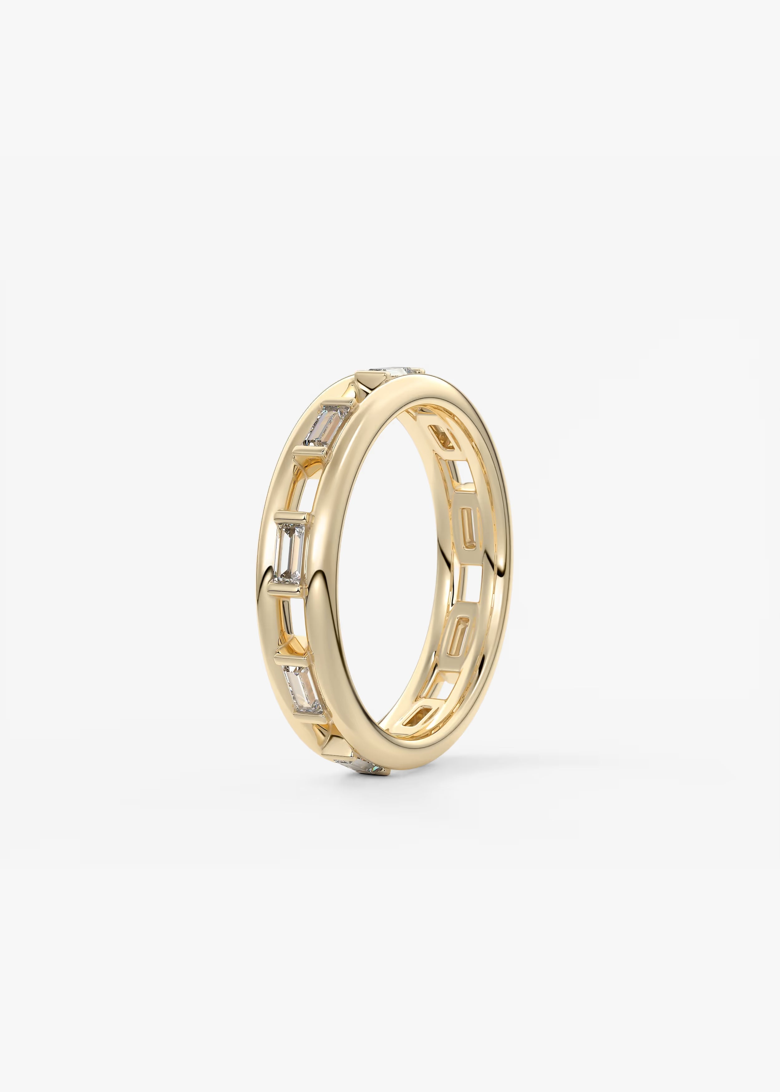 Gold Geometric Cutout Band with Square and Rectangular Lab‑Grown Diamond Insets
