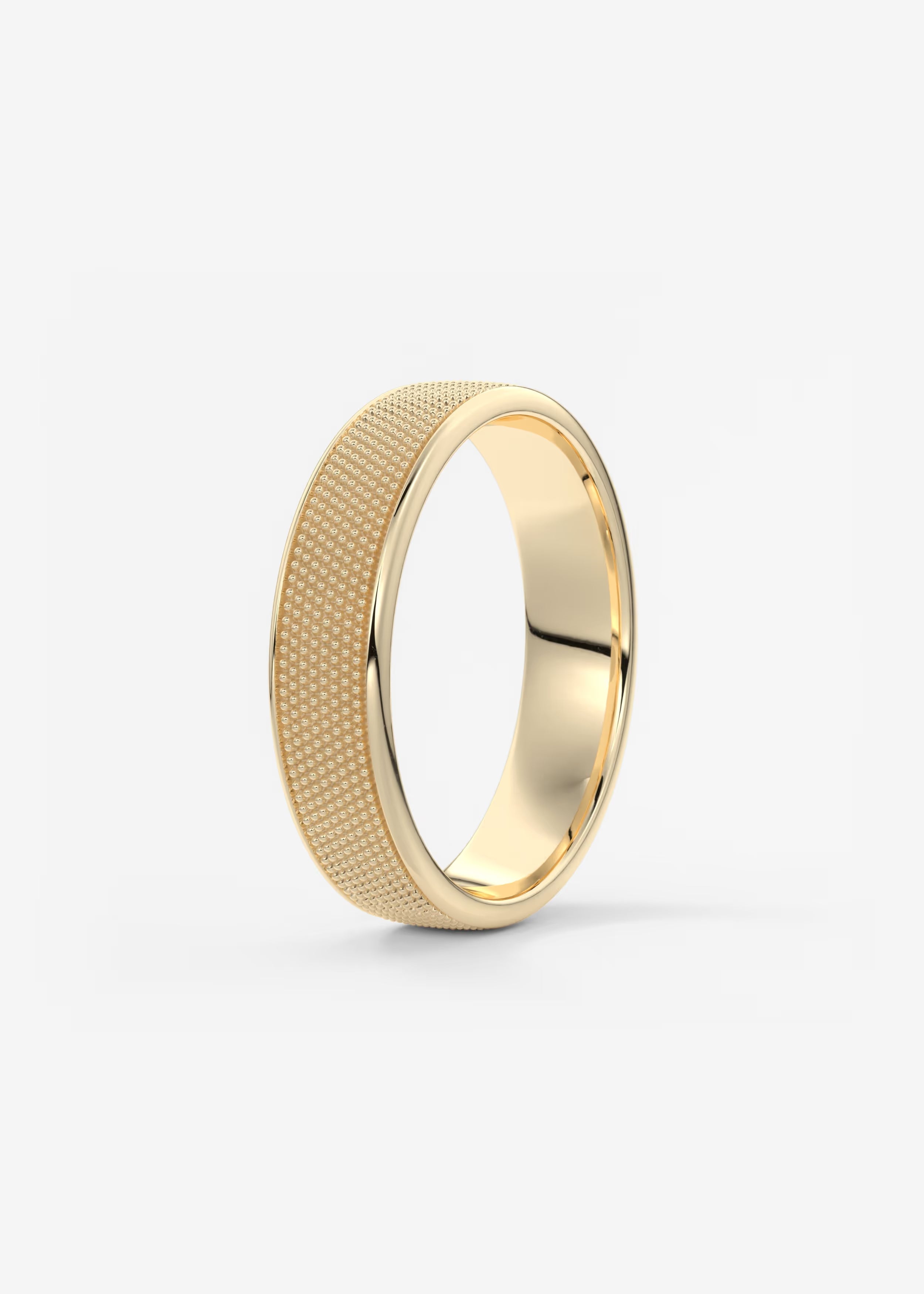 Gold Textured Band with Fine Beaded Surface in Elegant Modern Design
