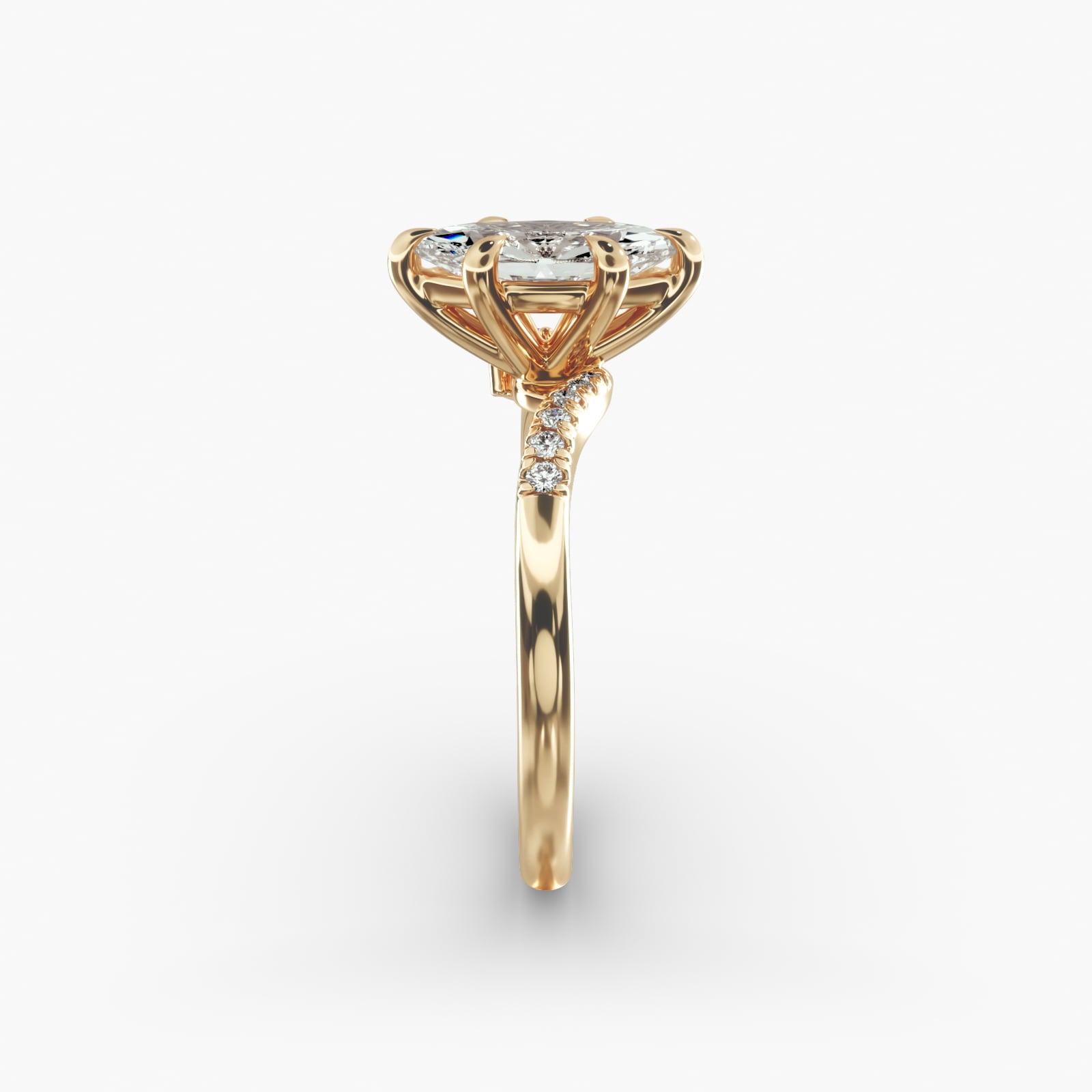 Asymmetric Elegance Marquise Lab Grown Diamond Center Engagement Ring
