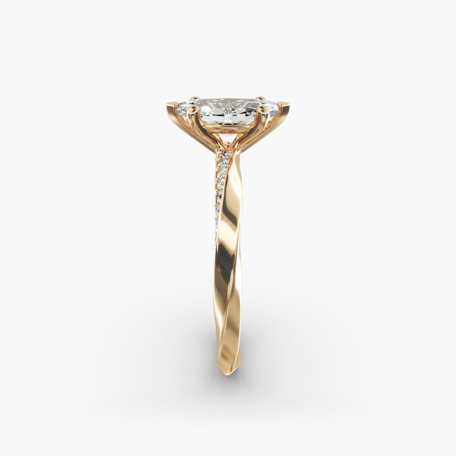 Twisted Sparkle Marquise Lab Grown Diamond Center Engagement Ring