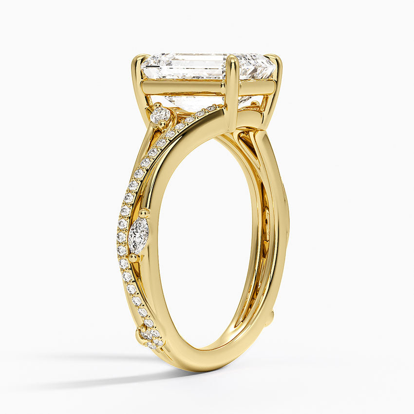 Split Vine Marquise Cluster Emerald Lab Grown Diamond Center Engagement Ring