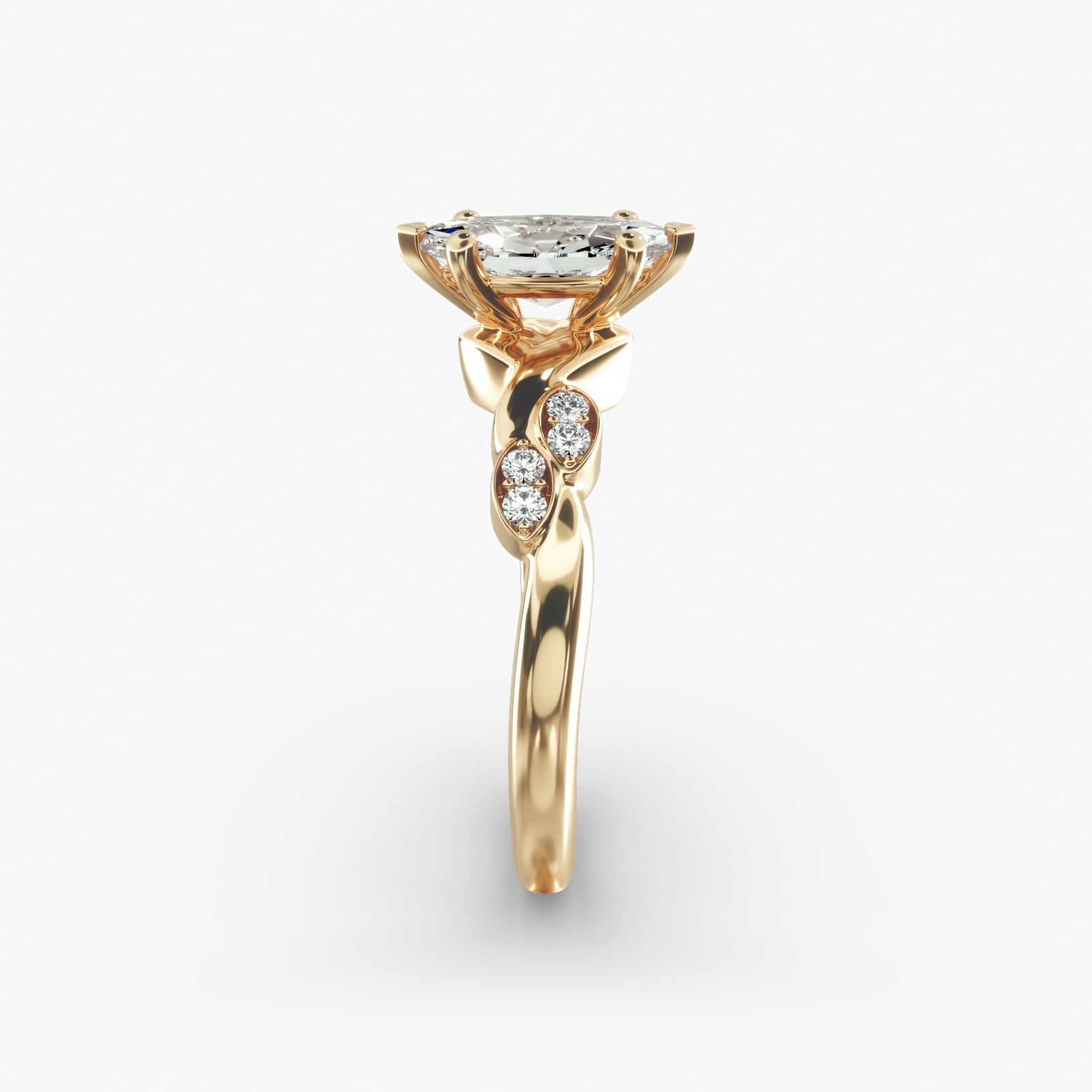 Floral Twist Cluster Marquise Lab Grown Diamond Center Engagement Ring