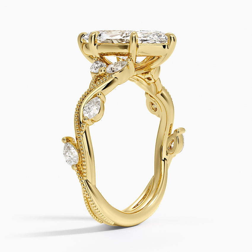 Vine Twist Milgrain Marquise Lab Grown Diamond Center Engagement Ring