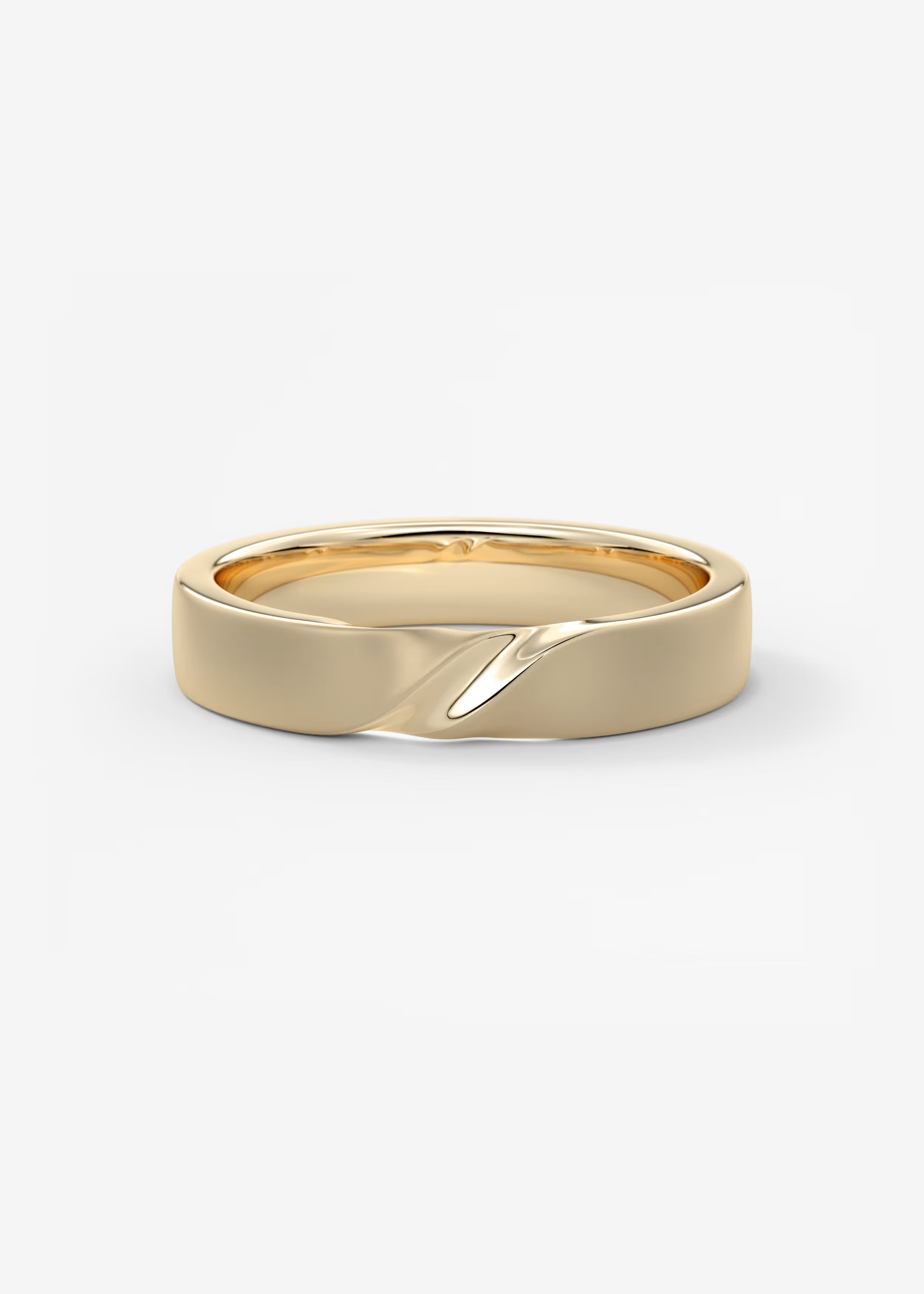 Polished Gold Band with Sculpted Wave‑Form Groove