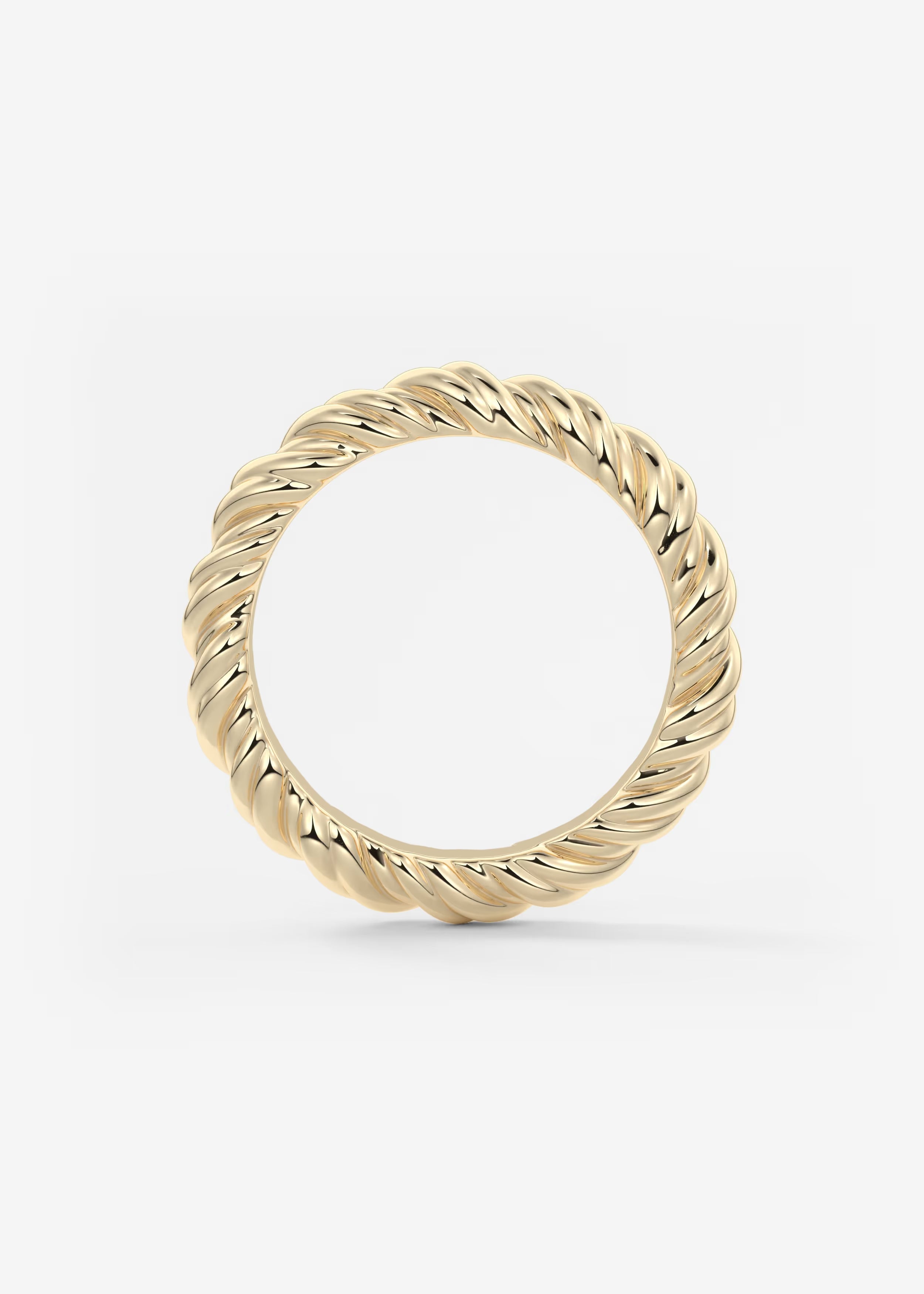 Polished Gold Rope‑Twist Band with Continuous Spiral Texture