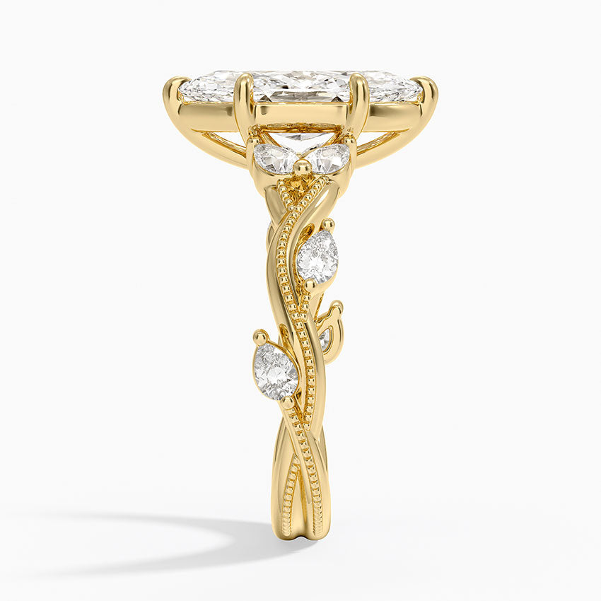 Vine Twist Milgrain Marquise Lab Grown Diamond Center Engagement Ring
