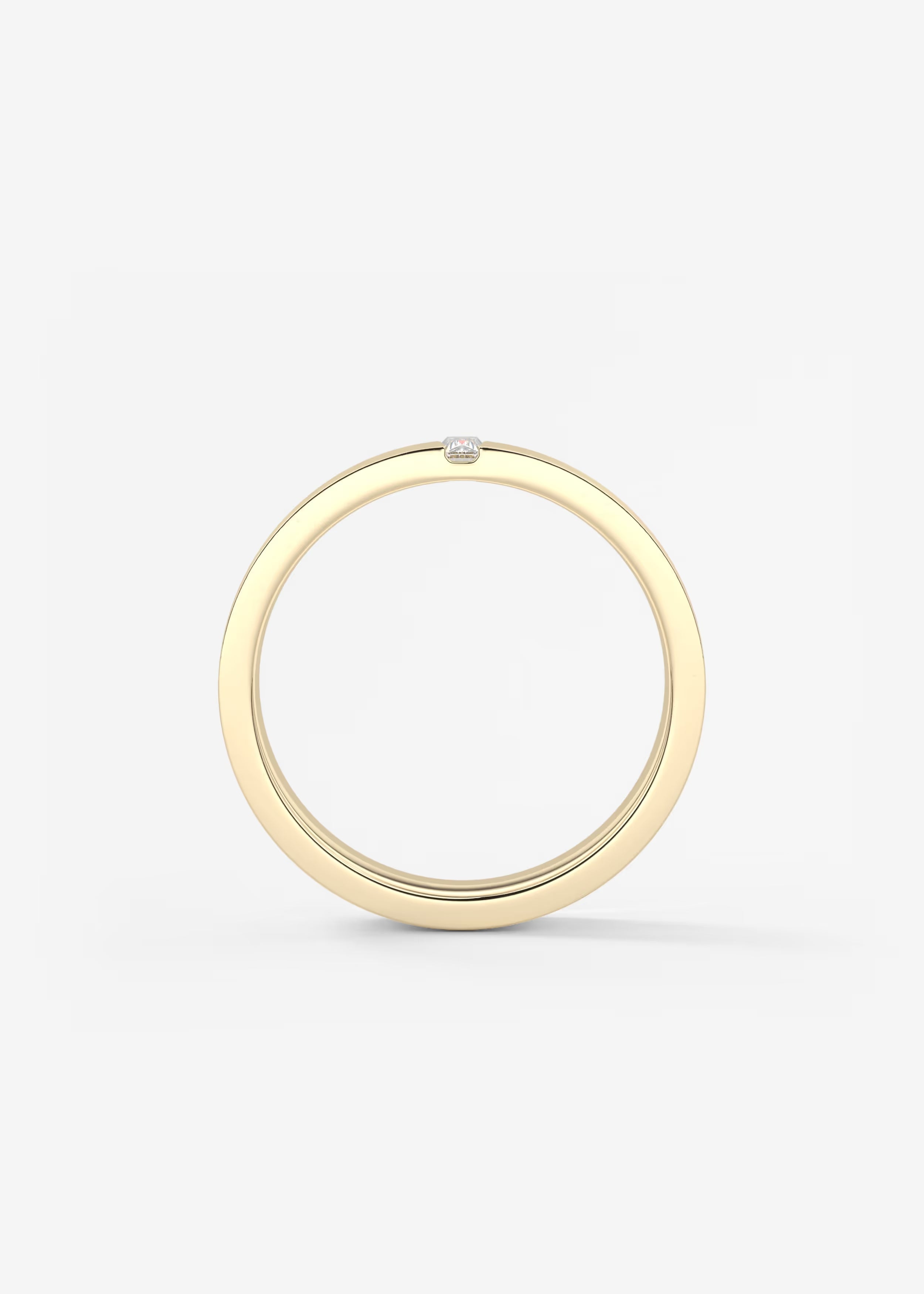 Matte Gold Wide Band with Vertical Baguette‑Cut Lab‑Grown Diamond Accent