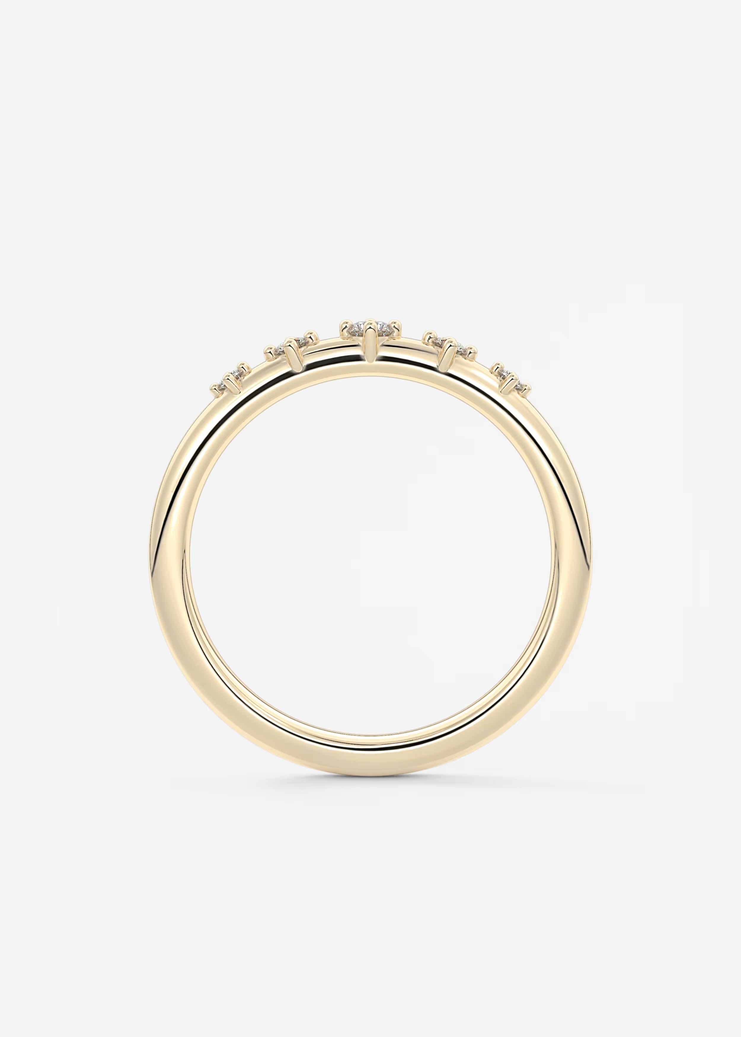 Gold Band with Evenly Spaced Round Lab‑Grown Diamond Accents