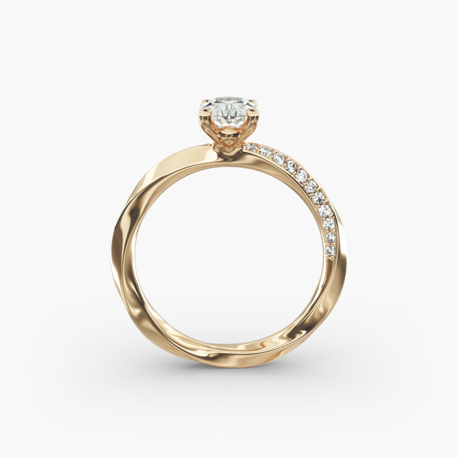 Twisted Sparkle Oval Lab Grown Diamond Center Engagement Ring