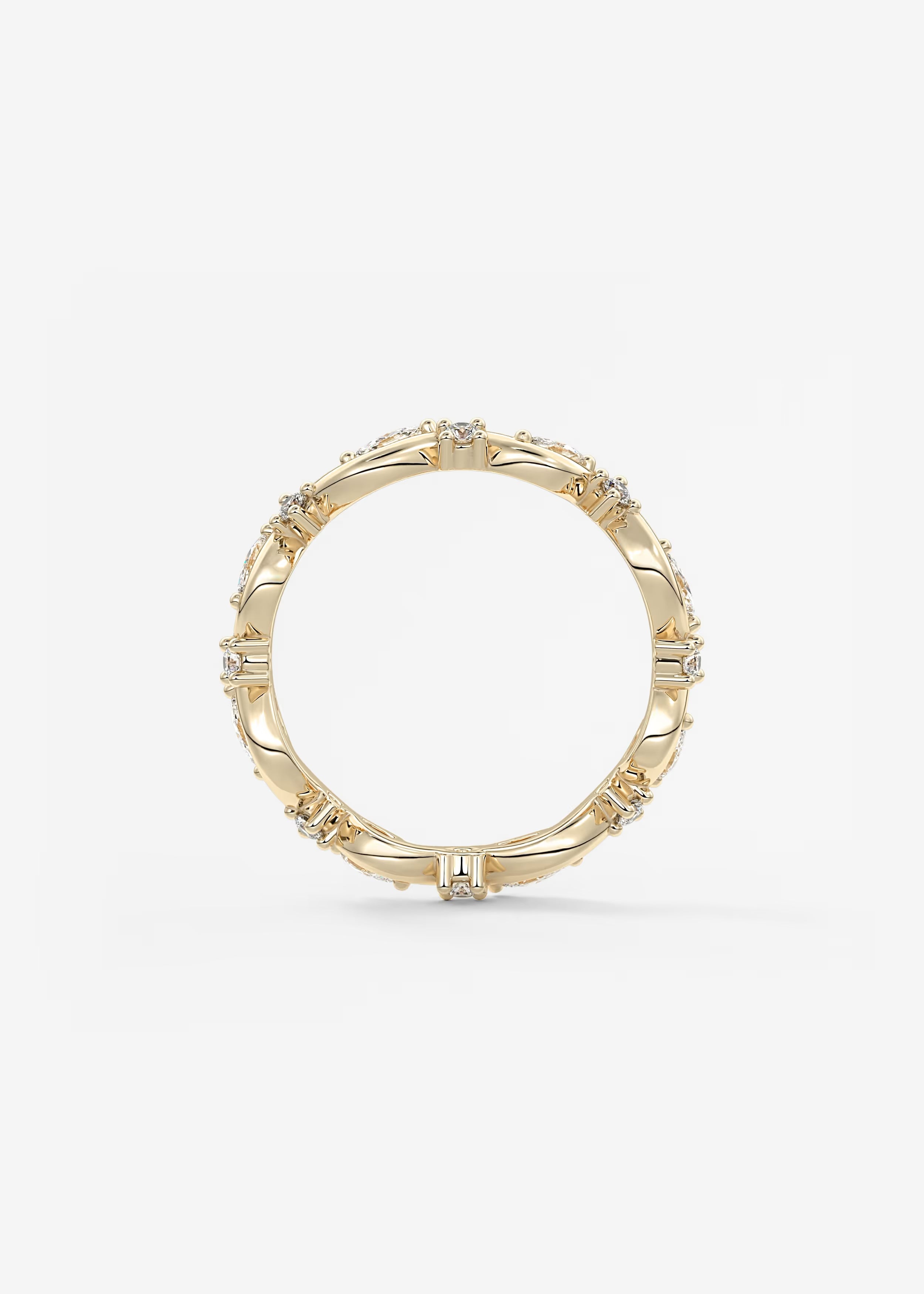 Gold Wave Eternity Band with Alternating Marquise and Round Lab Diamonds