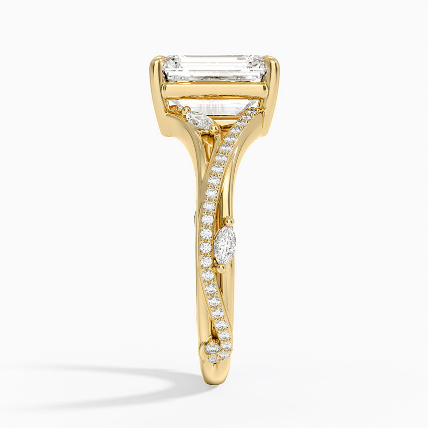 Split Vine Marquise Cluster Emerald Lab Grown Diamond Center Engagement Ring