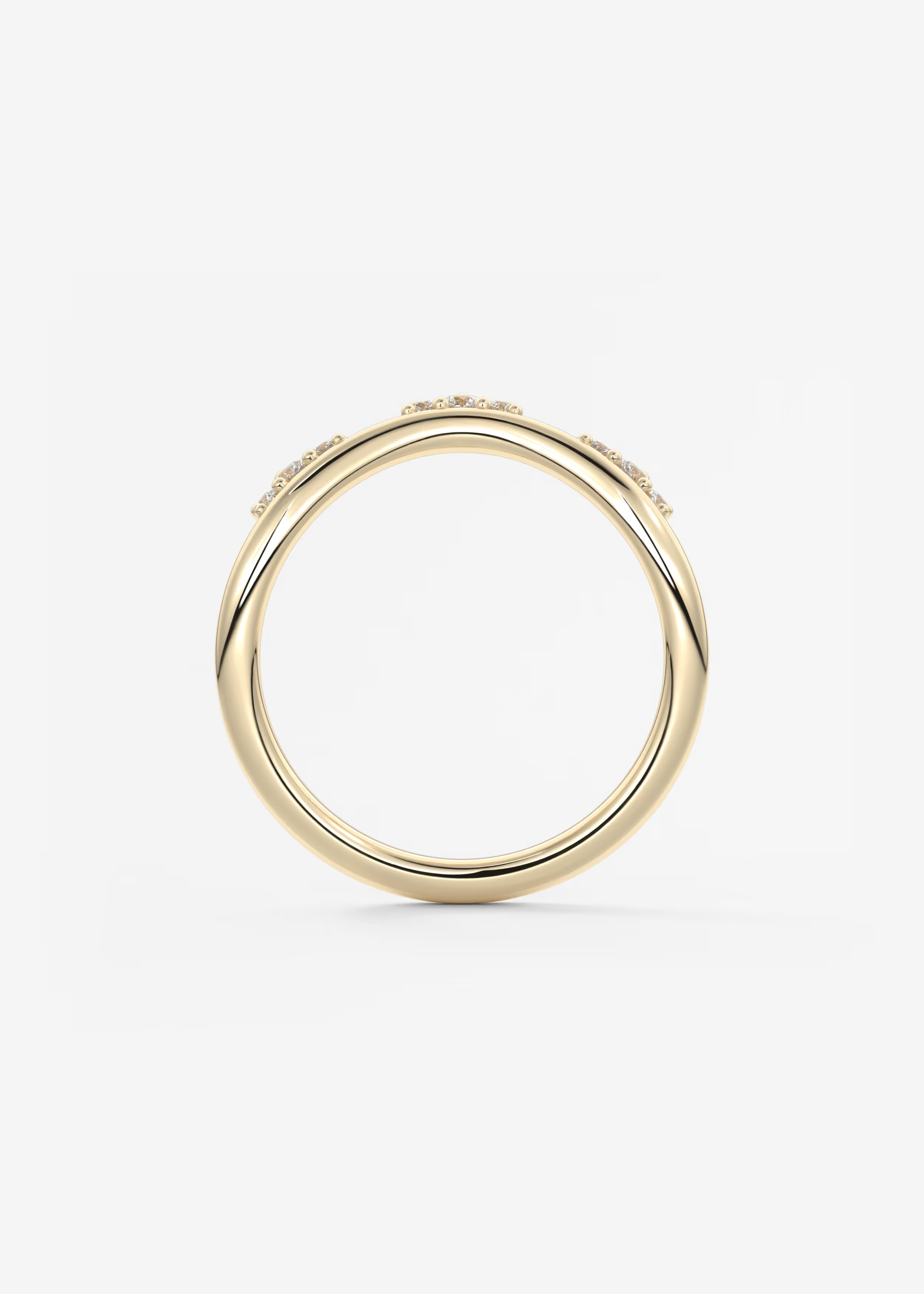 Gold Curved Band with Clustered Round Lab‑Grown Diamond Accents