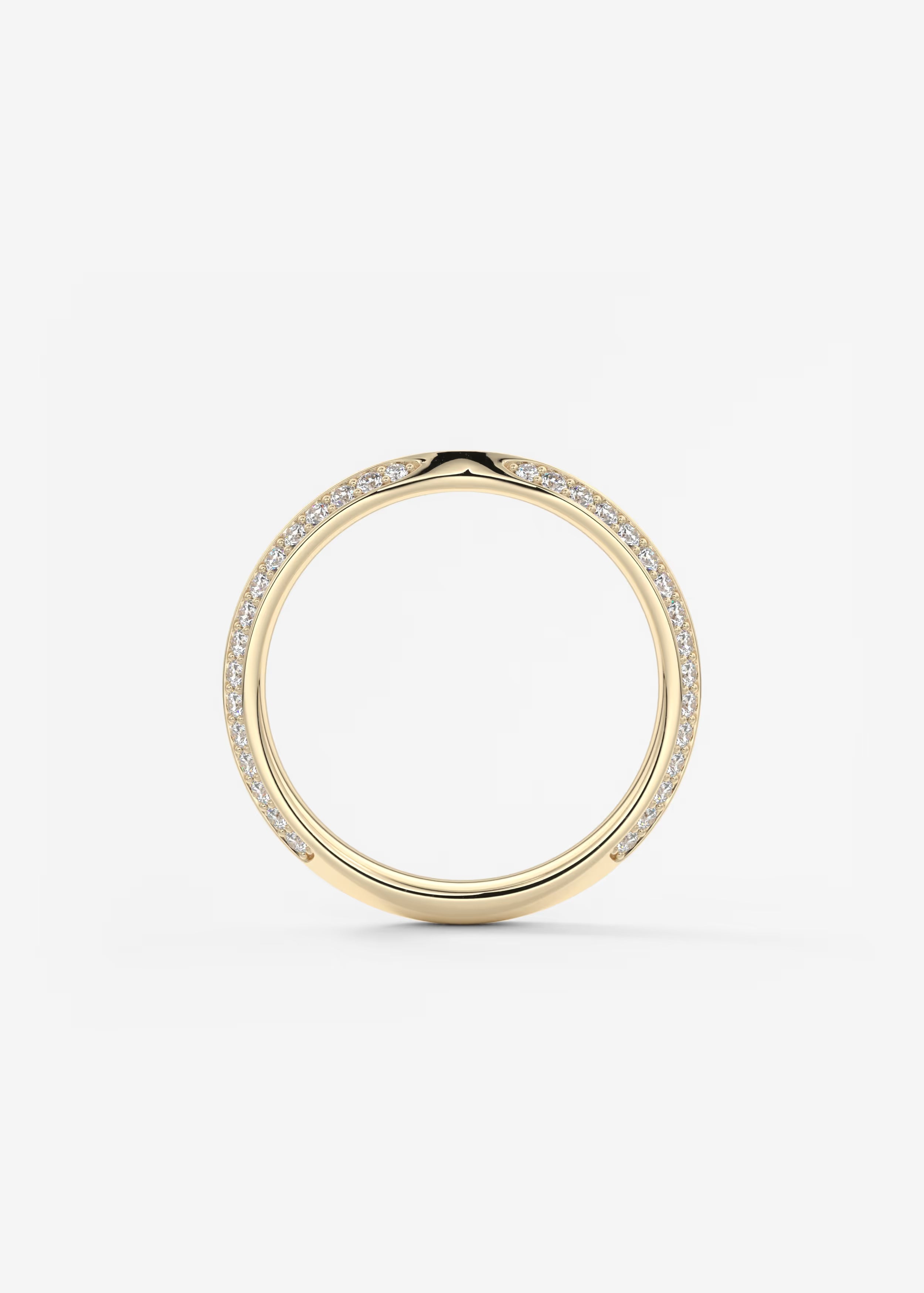 Gold Wave Diamond Band with Lab‑Grown Round Accents