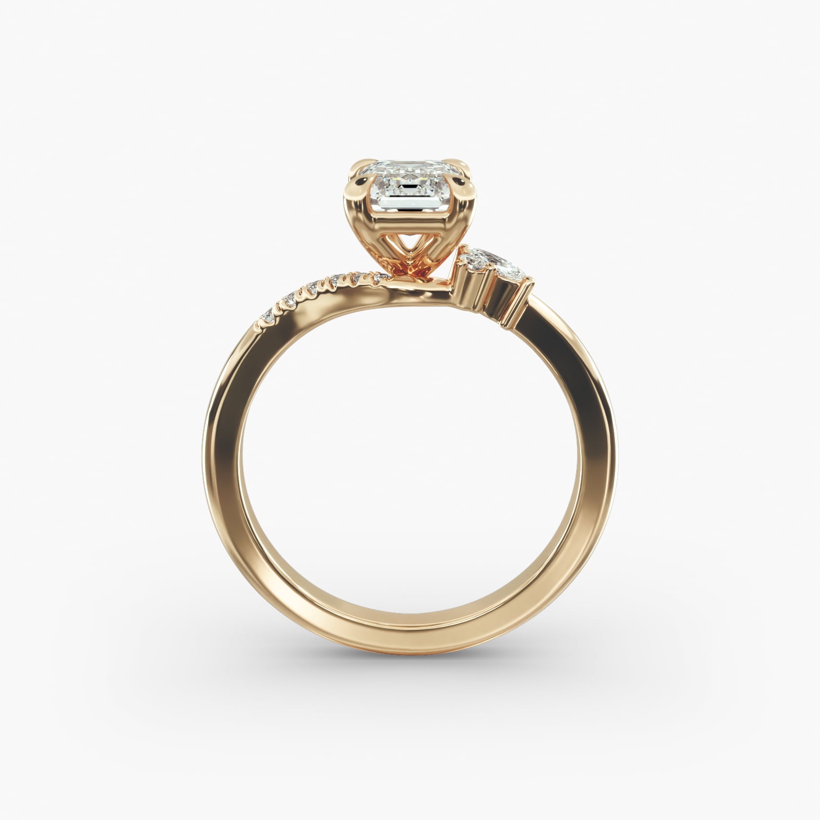 Asymmetric Elegance Emerald Lab Grown Diamond Center Engagement Ring