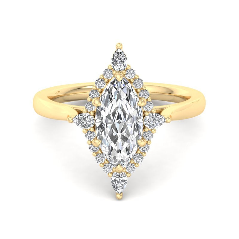 Halo-style with Pear Accents and Marquise Lab Grown Diamond Center Engagement Ring