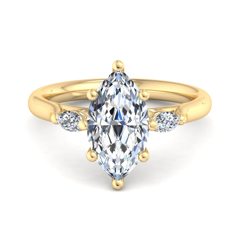 Classic Marquise-Cut Center with Side Accents Lab Grown Diamond Center Engagement Ring