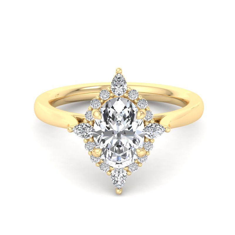 Halo-style with Pear Accents and Oval Lab Grown Diamond Center Engagement Ring