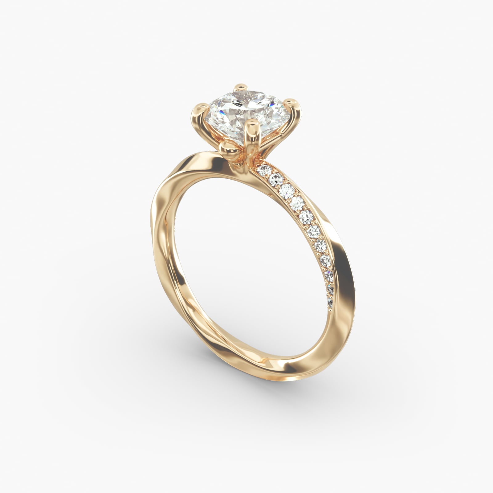 Twisted Sparkle Round Lab Grown Diamond Center Engagement Ring