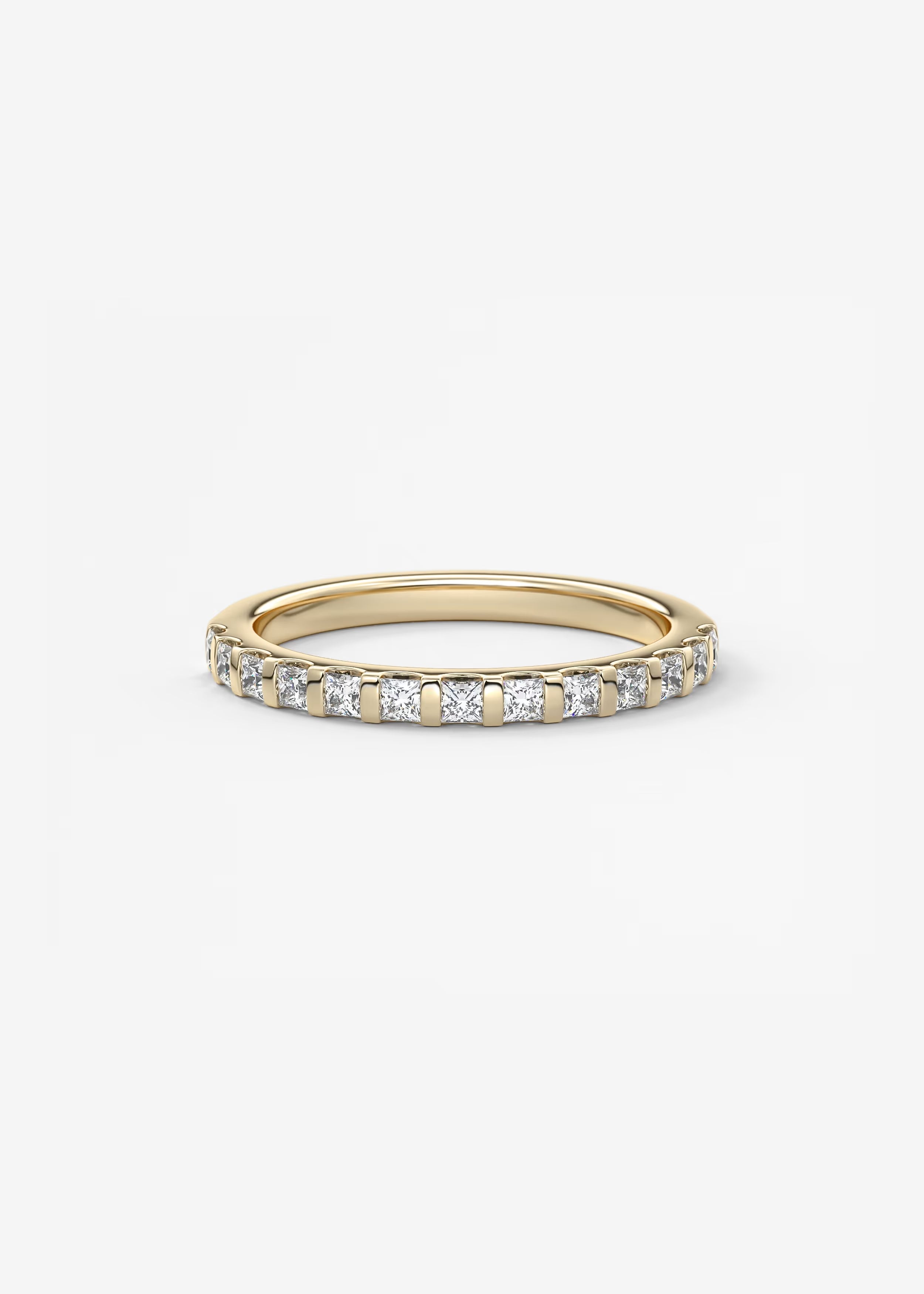 Gold Channel‑Set Band with Square Lab‑Grown Diamonds in Full Eternity Design